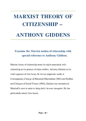 Marxist theory of citizenship anthony giddens hr Sf Ddn preview