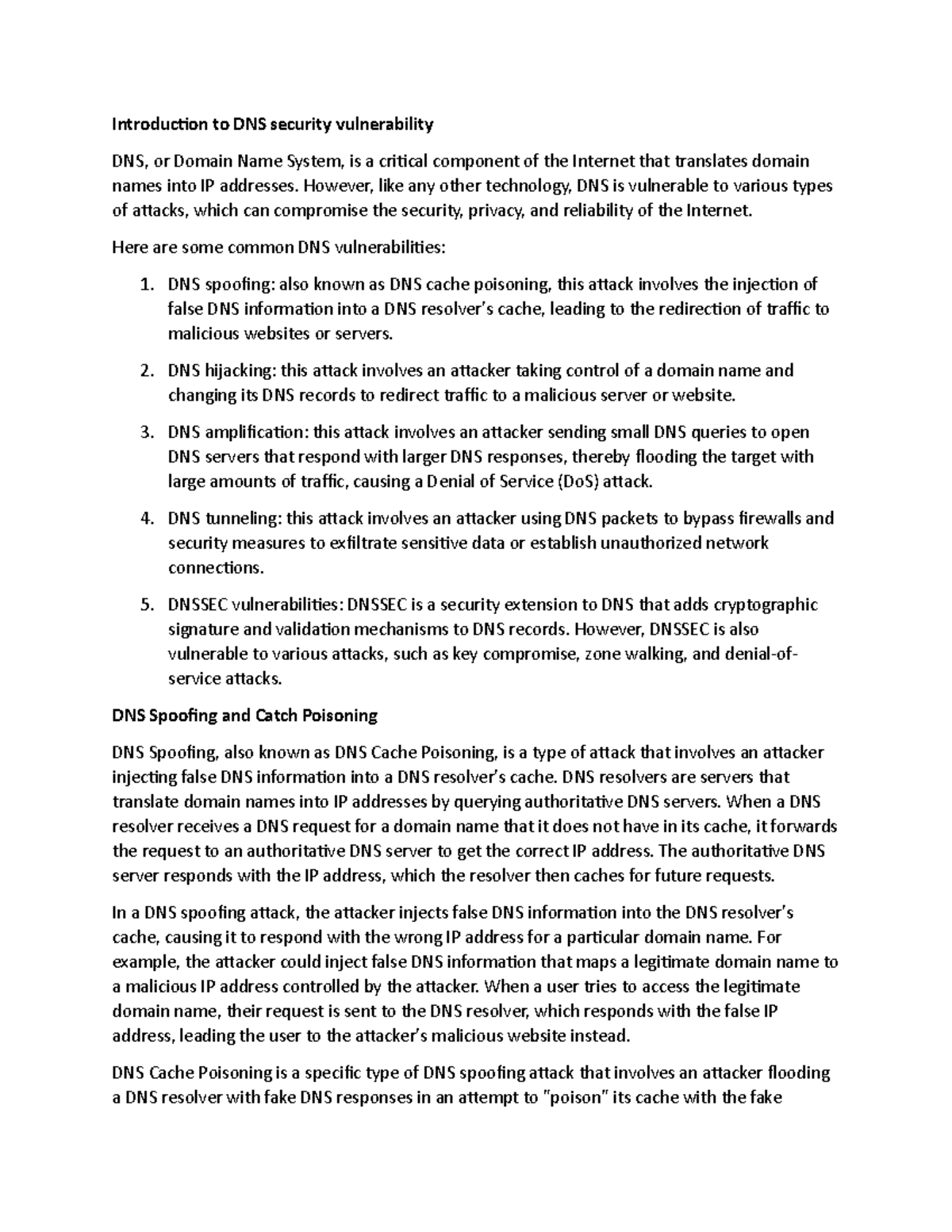Network Services Research - Introduction to DNS security vulnerability ...