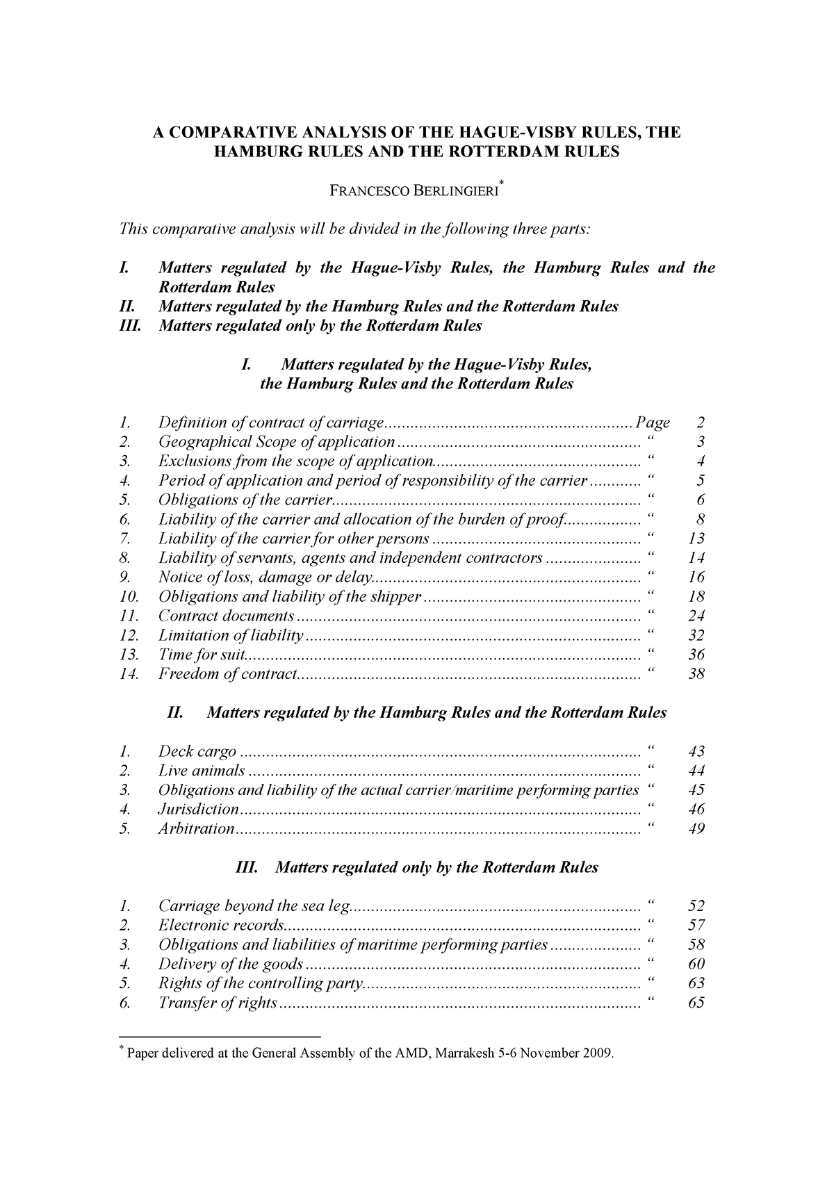 Rulesseatransport - KTQT - A COMPARATIVE ANALYSIS OF THE HAGUE-VISBY ...