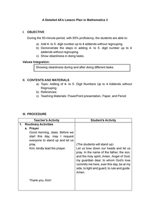 Cause And Effect Lp Lesson Plan A Semi Detailed Lesson Plan English I Objectives At The