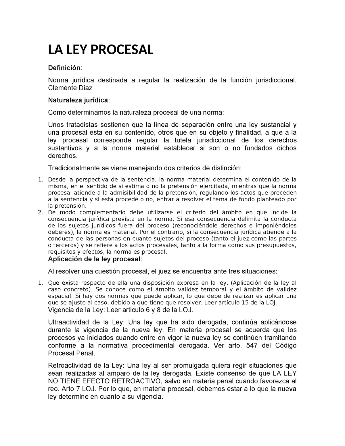 La Ley Procesal La Ley Procesal Definición Norma Jurídica Destinada A Regular La Realización 8554