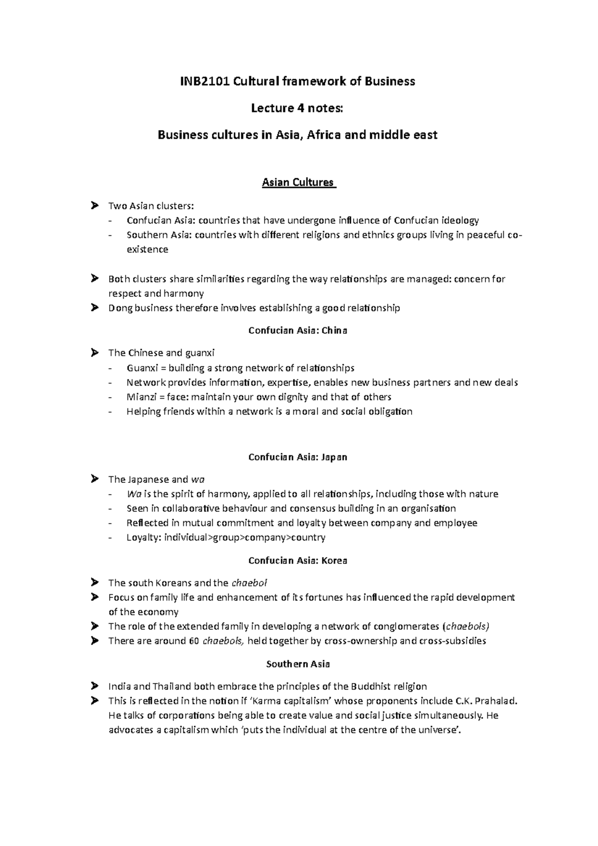 INB2101 Cultural framework of Business Lecture 4 business cultures in ...