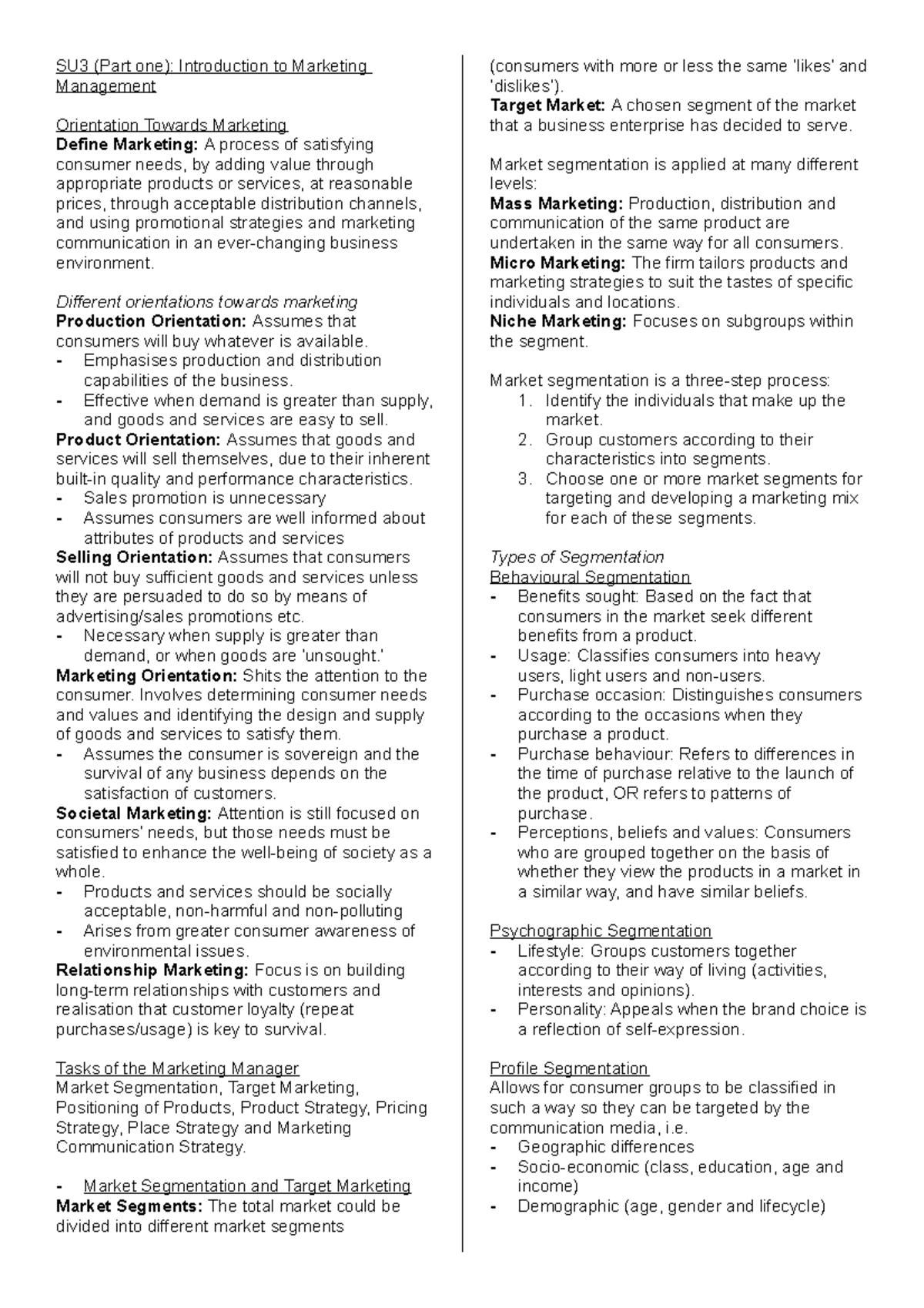 SU3 Part 1 - Complete - Summary Introduction to the Business Functions ...