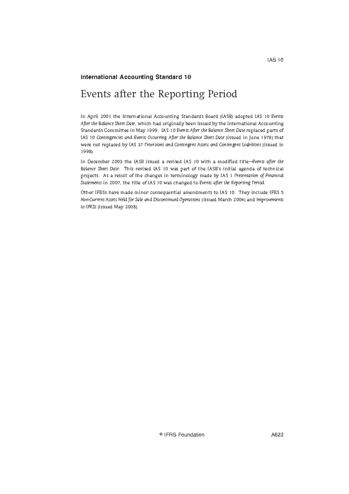 Ias 10 - Relates to IAS 10 - International Accounting Standard 10 ...