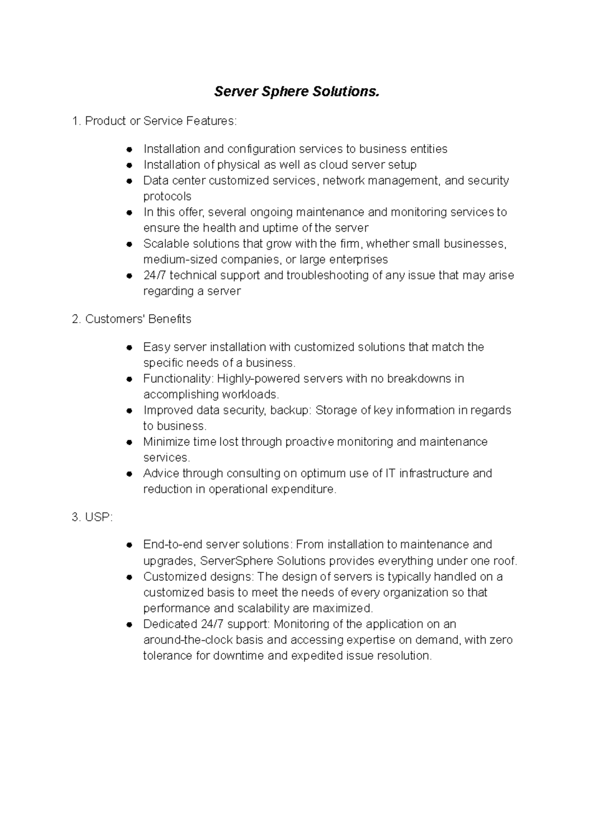 03 Performance Task 17 - read - Server Sphere Solutions. 1. Product or ...