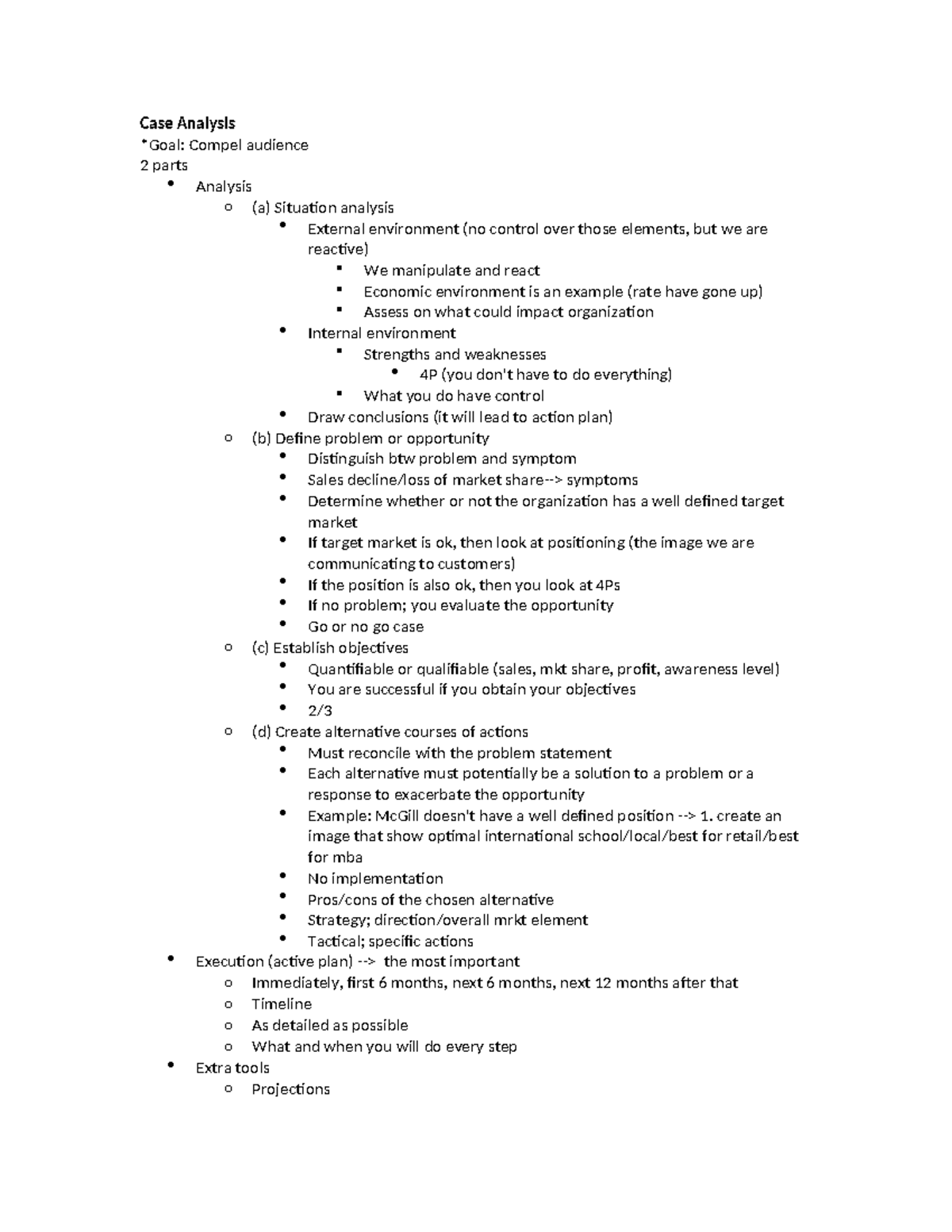 Case Analysis Summary Notes - Case Analysis *Goal: Compel audience 2 ...
