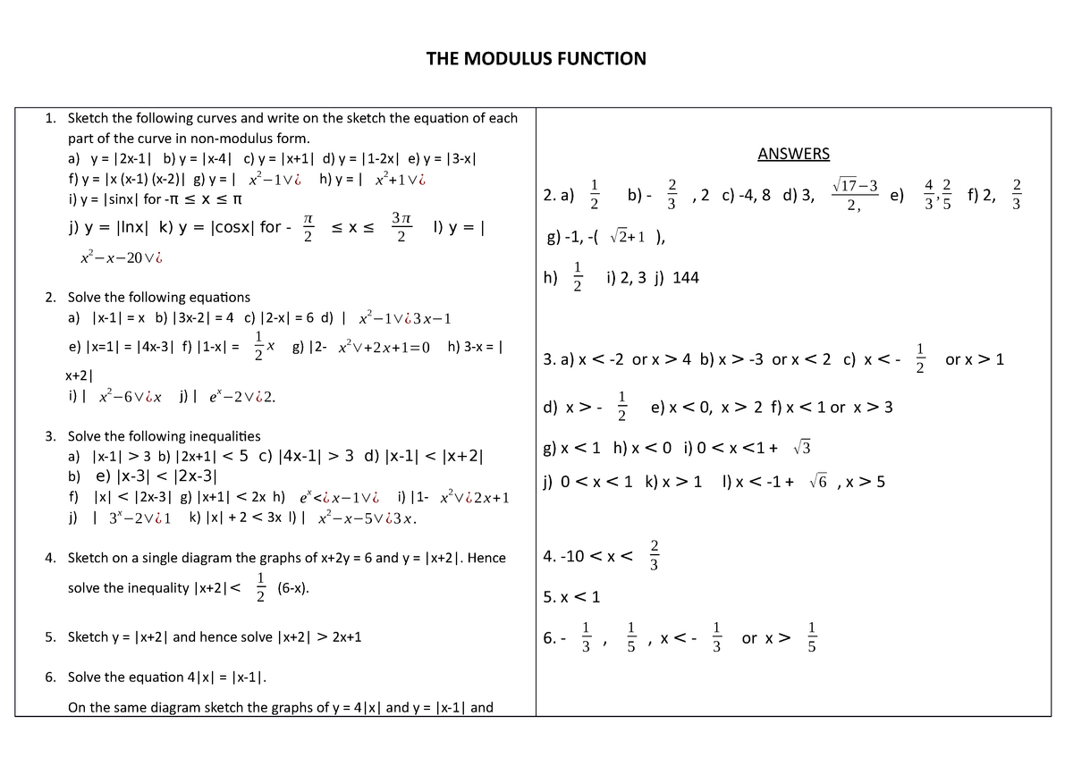 The Modulus Function Dev Lm311 Studocu