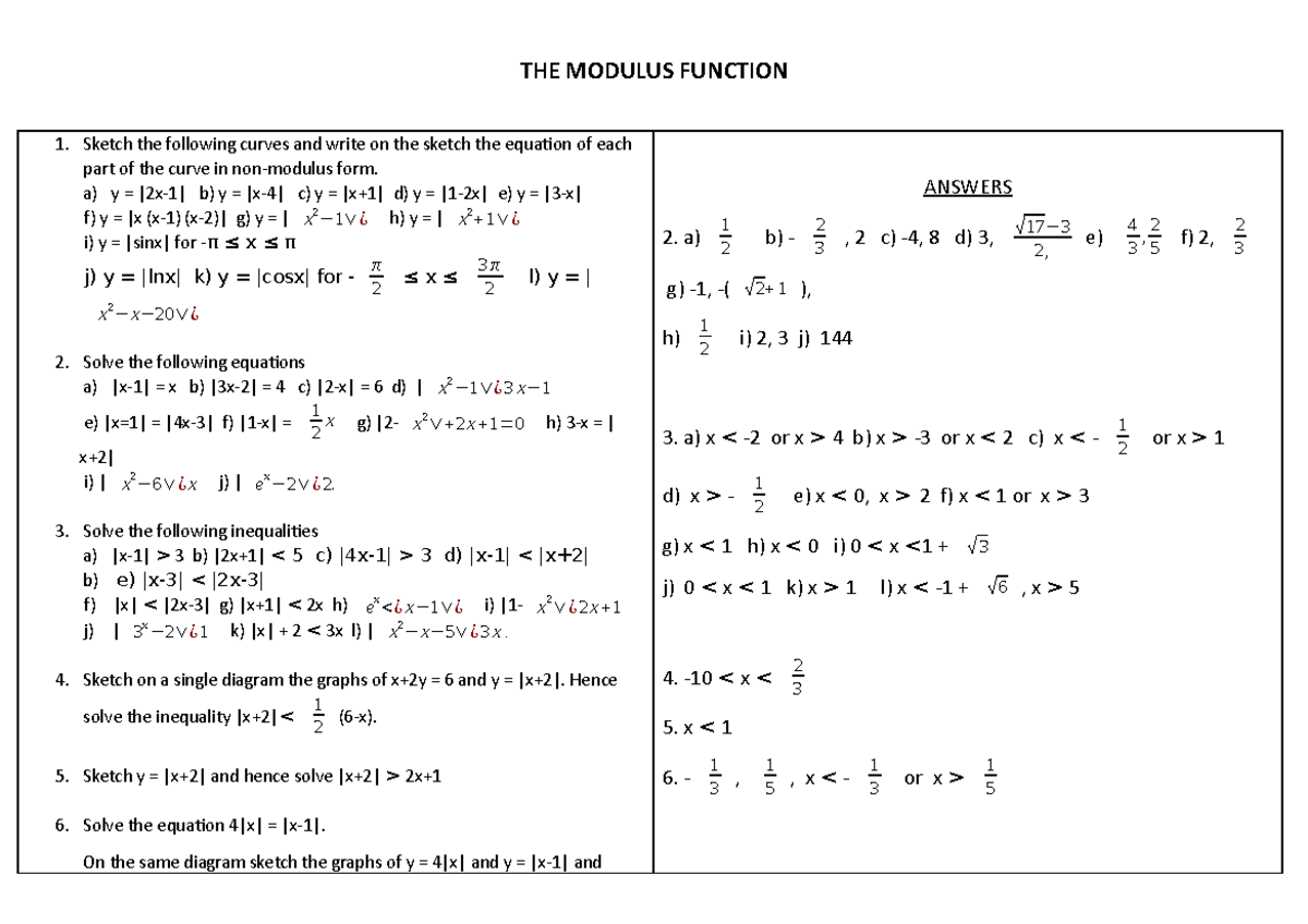 The Modulus Function Dev Lm311 Studocu