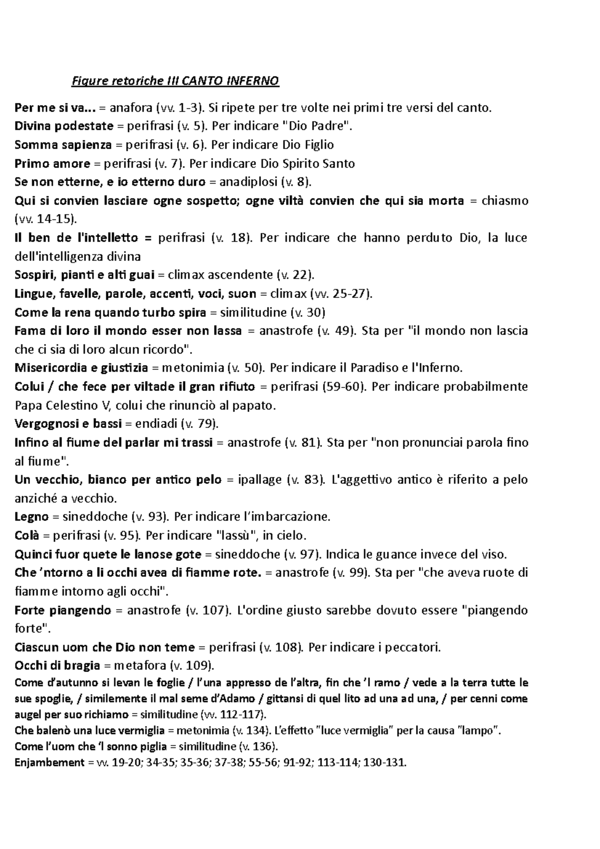 Figure retoriche III Canto Inferno Figure