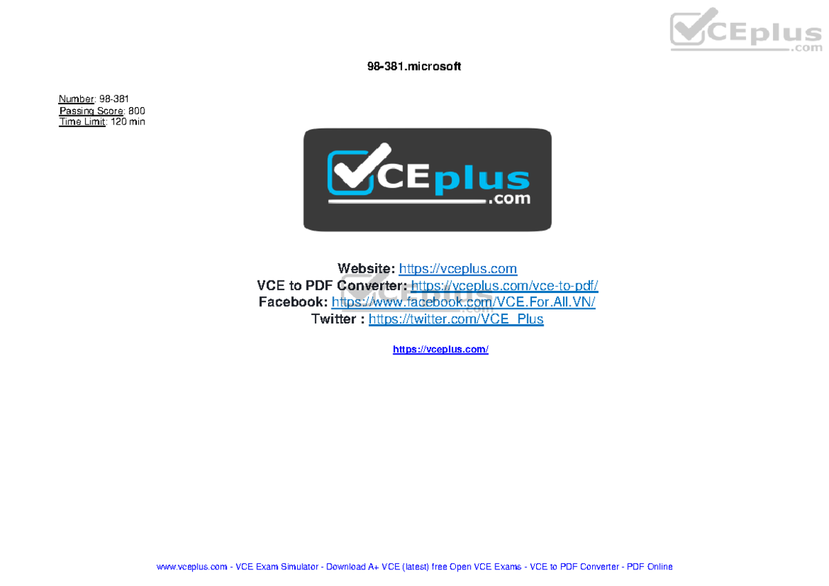 Microsoft.Practice Test.98 381.v2018 08 10.by - 98 - 381 Number: 98 ...
