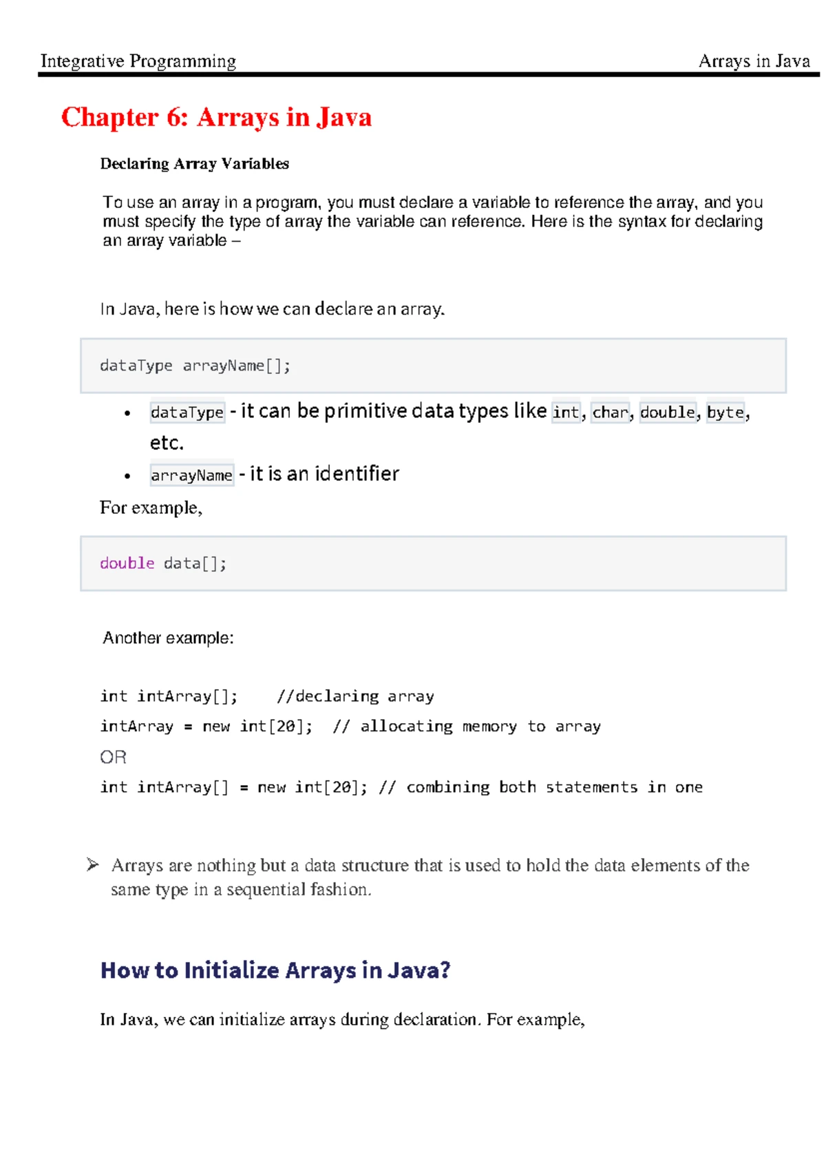 Complete JAVA Notes - Easy to learn - Full Stack Developer ocean group ...
