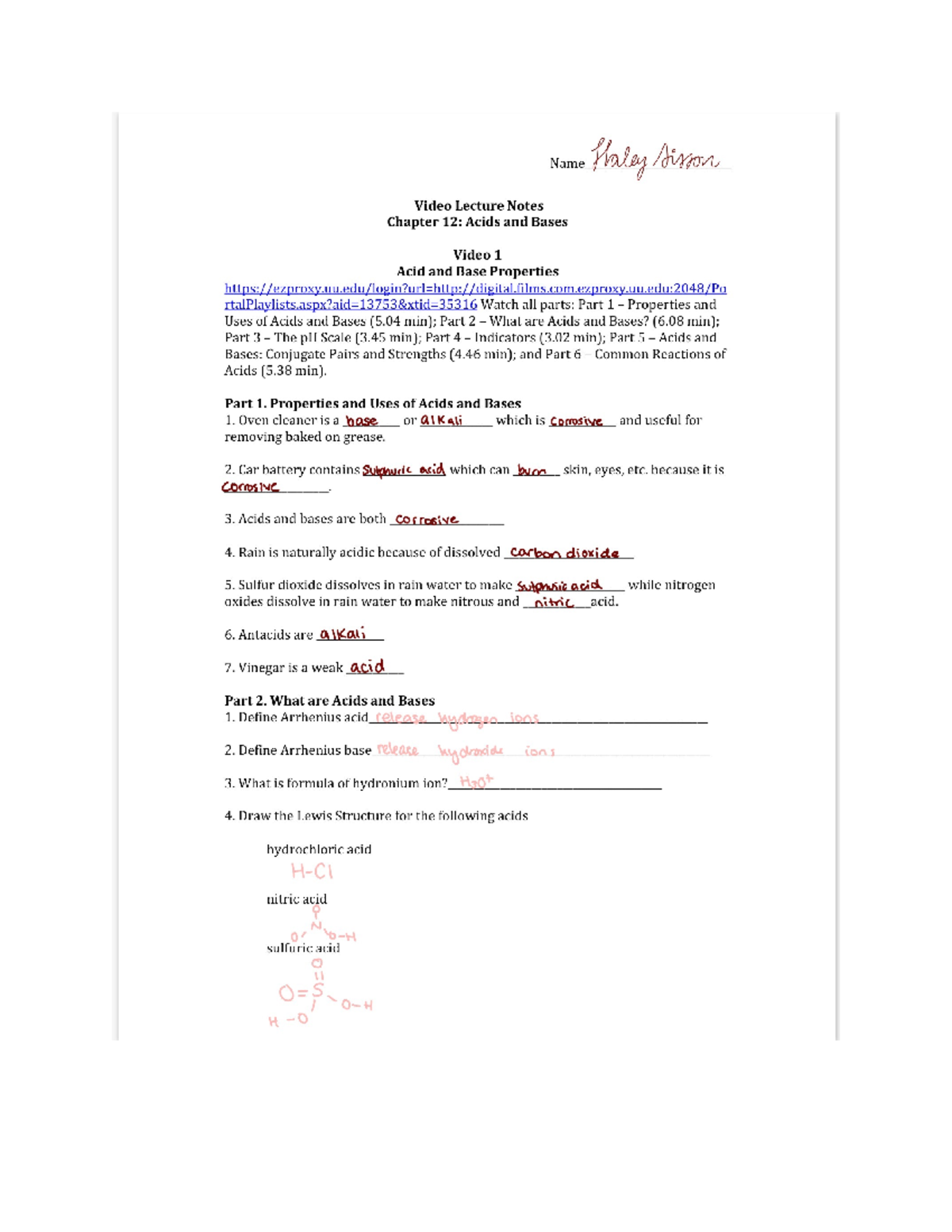Chap 12 vid notes - CHE 111 - Studocu