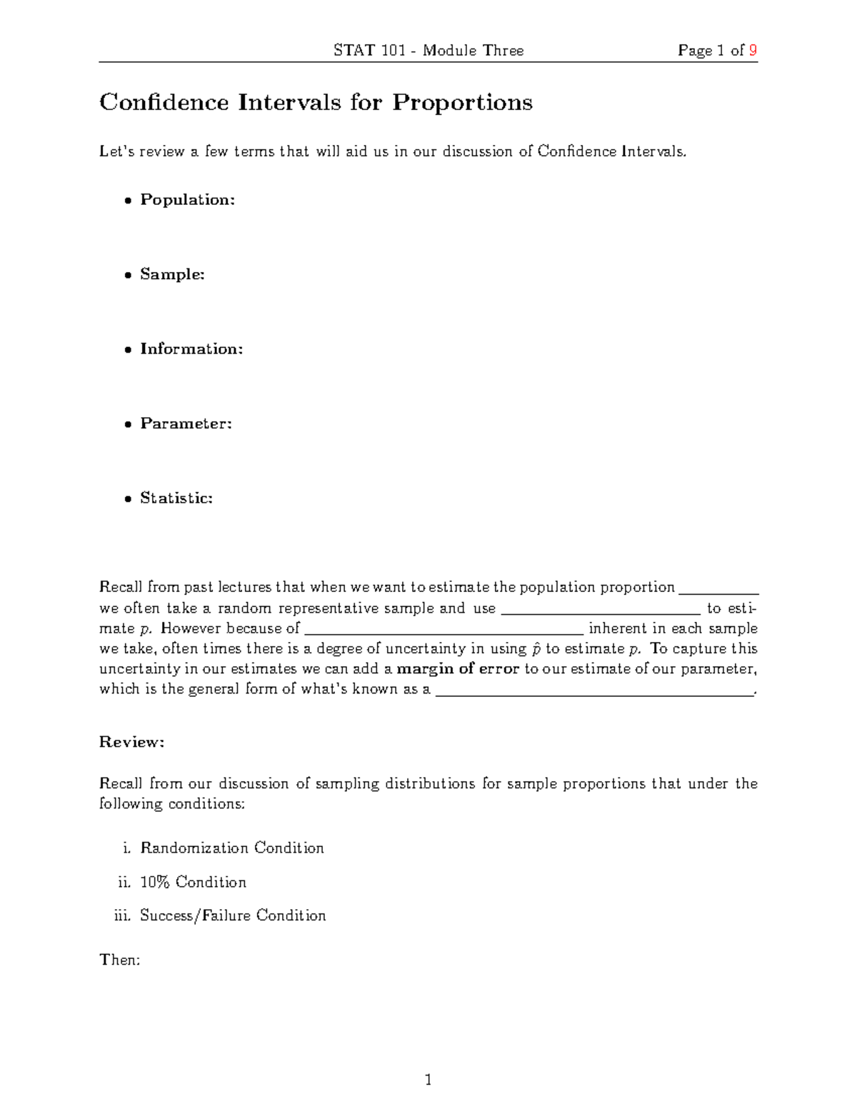 Lecture+13+Handouts - Not filled in - Confidence Intervals for ...