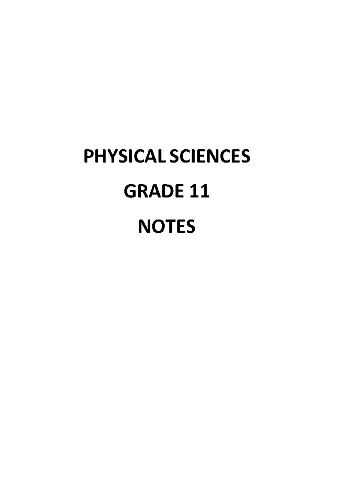 Physical Science Grade 11 Notes Pdf Download Term 3