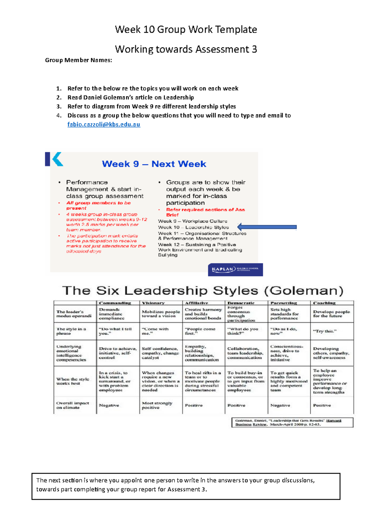 Group Work Template - Week 10 Leadership - Week 10 Group Work Template ...