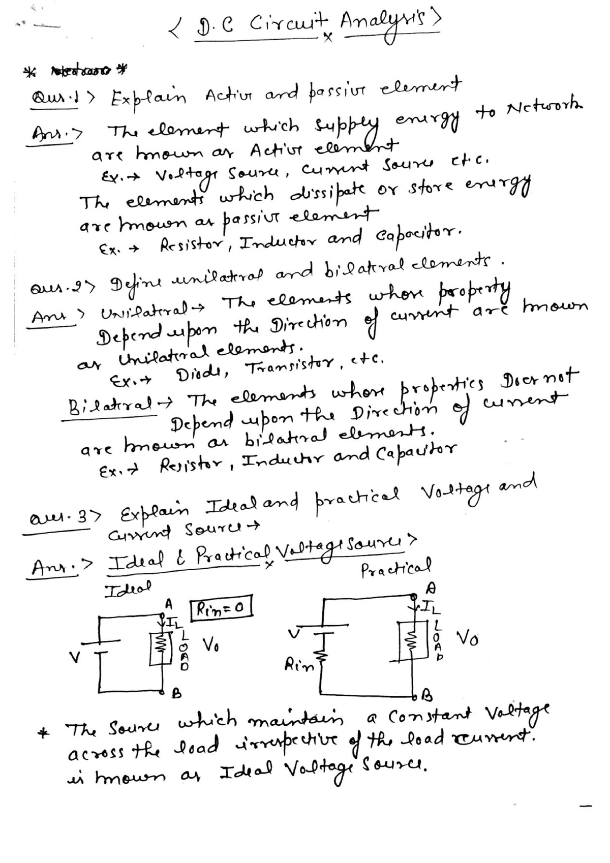 KEE201T-Unit-1 Hand Written Notes - Basic Electrical Engineering - Studocu