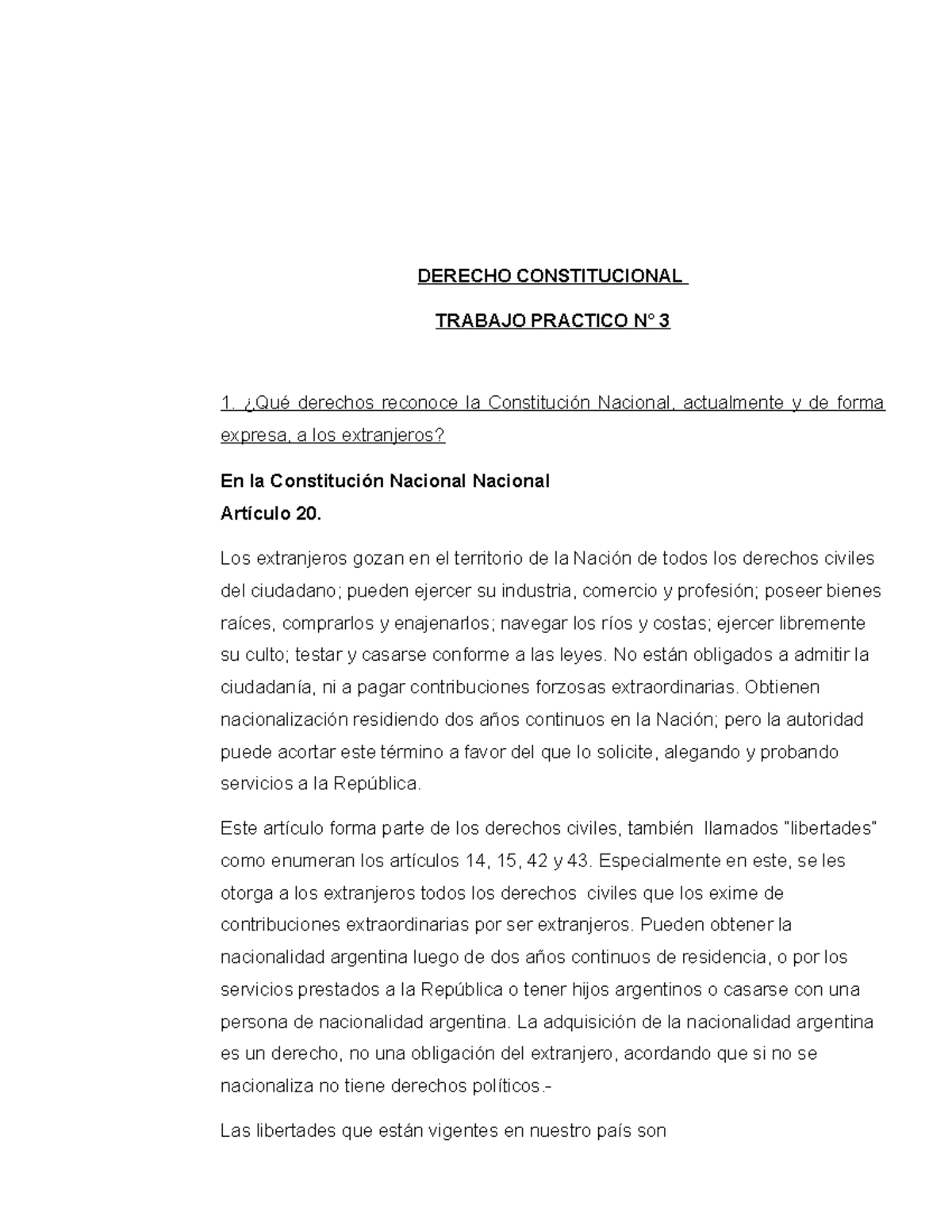 Tp 3 Derecho Constitucional - DERECHO CONSTITUCIONAL TRABAJO PRACTICO N ...