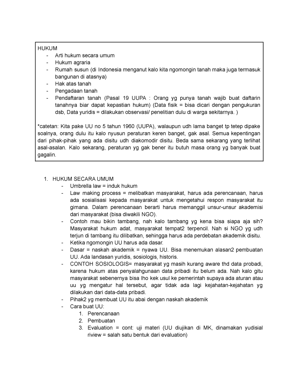 Hukum Agraria Sem 1 - HUKUM Arti Hukum Secara Umum Hukum Agraria Rumah ...