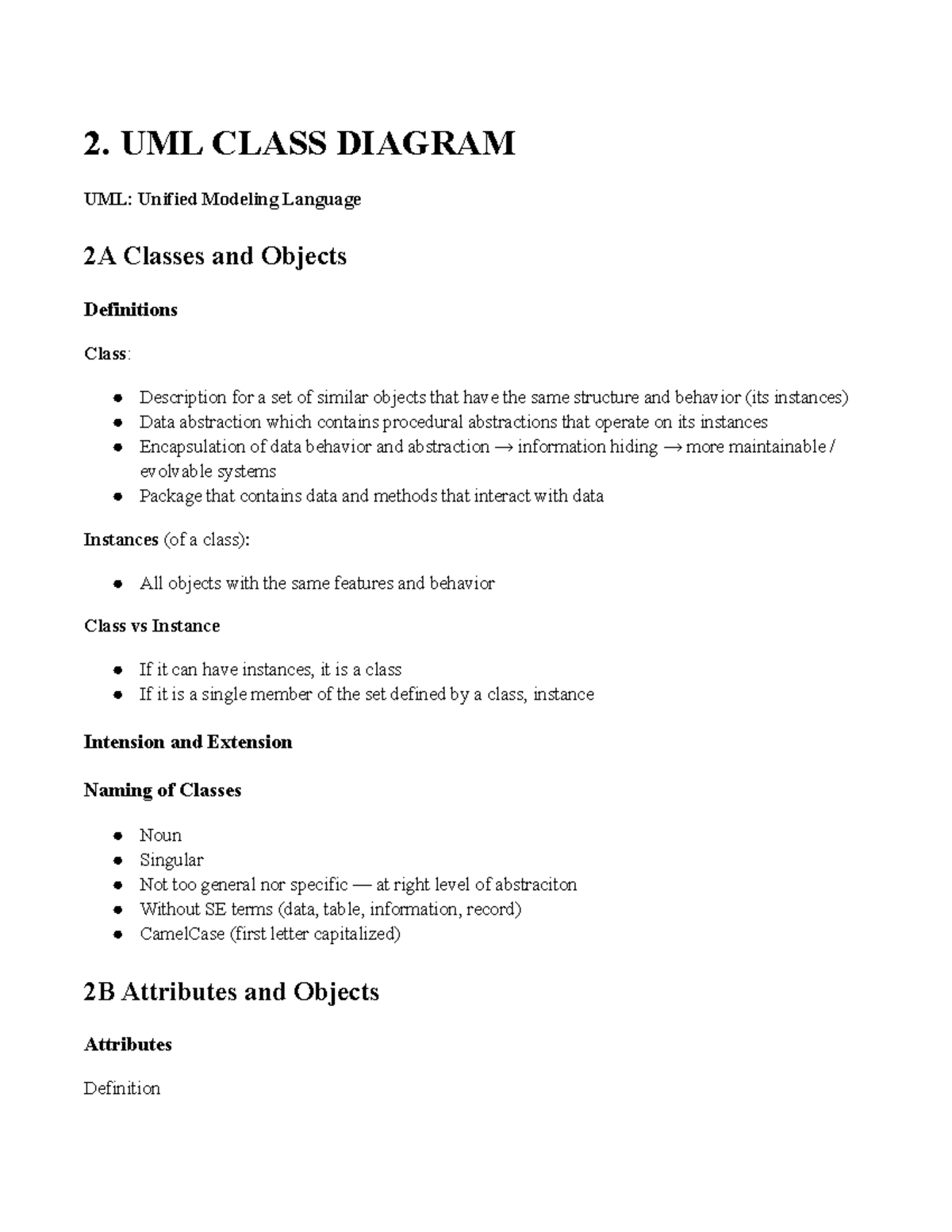 223 - 2A-2D - summary 2a -2d - 2. UML CLASS DIAGRAM UML: Unified ...