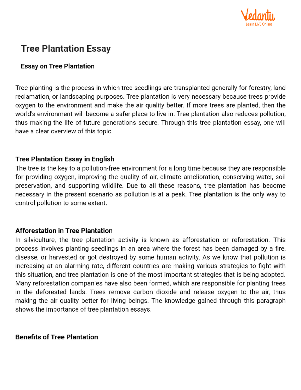 Tree Plantation Essay Treess Molecular Biology And