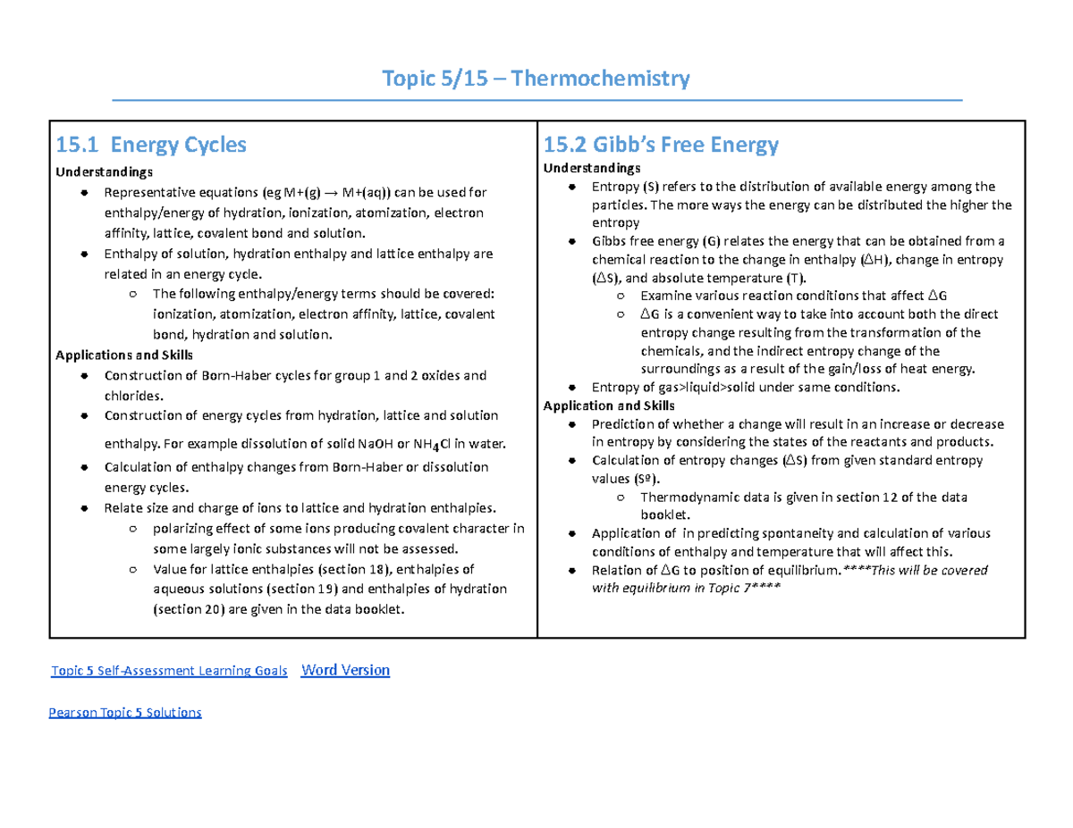 Topic 15 Resources - Topic 5/15 – Thermochemistry 15 Energy Cycles ...