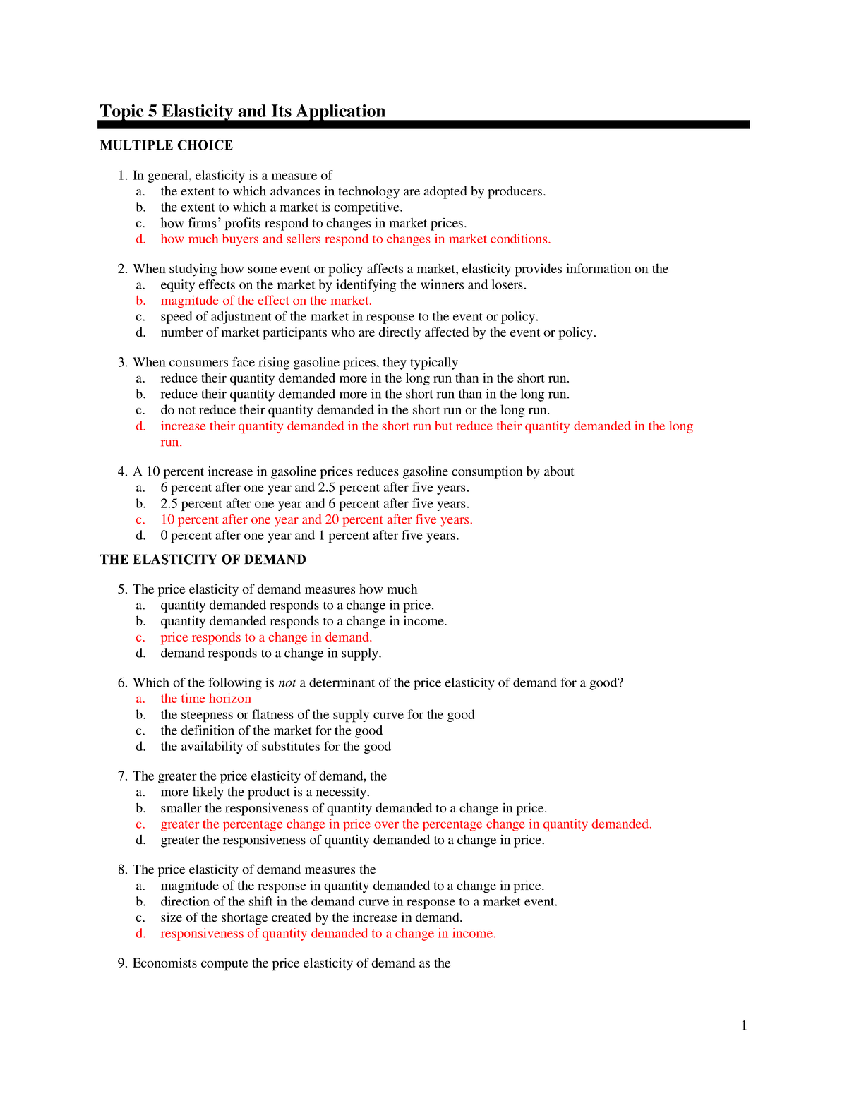 Topic 5 Elasticity And Its Application - 1 Topic 5 Elasticity And Its ...