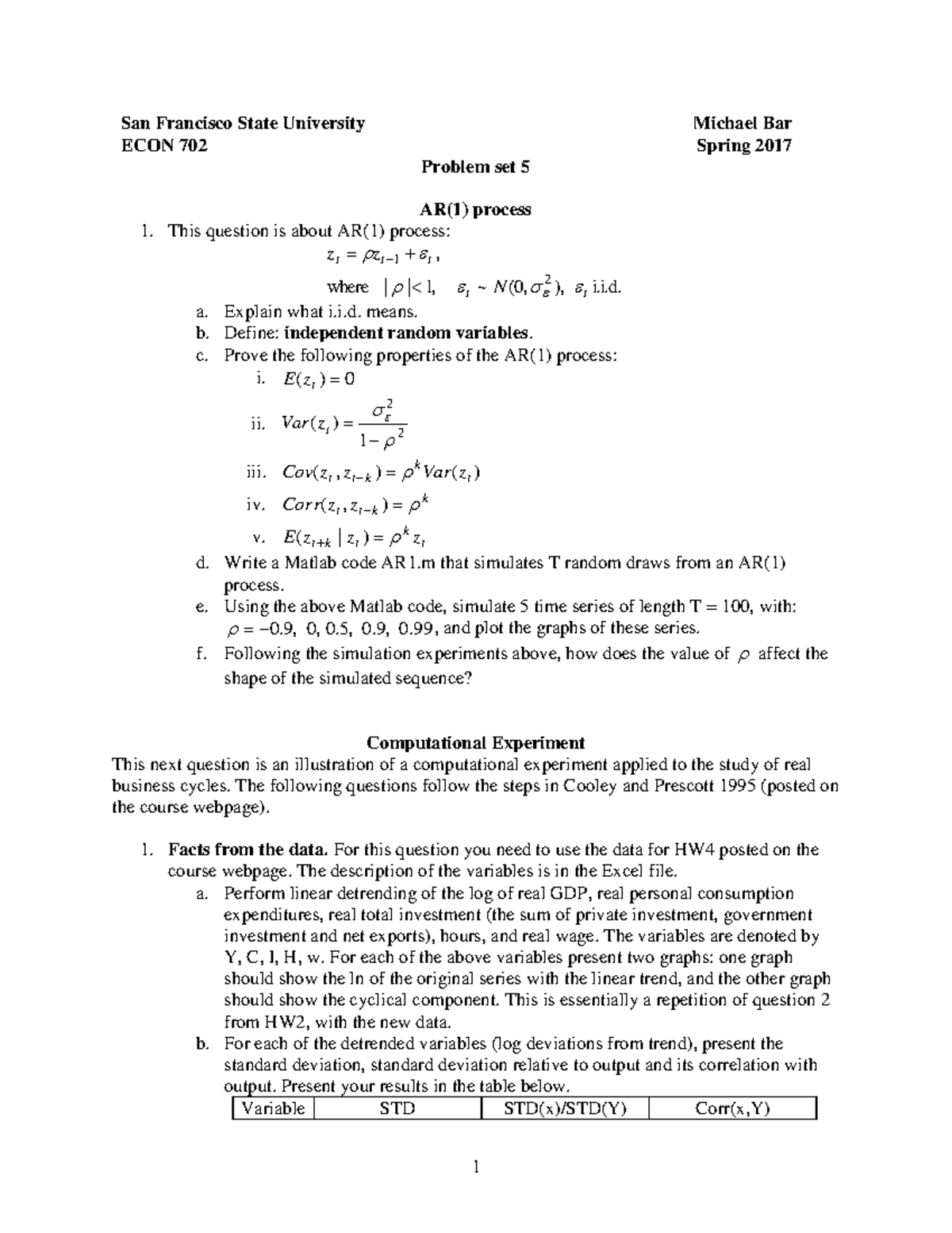 HW5, q + a - Homework assignment 5 - San Francisco State University ...
