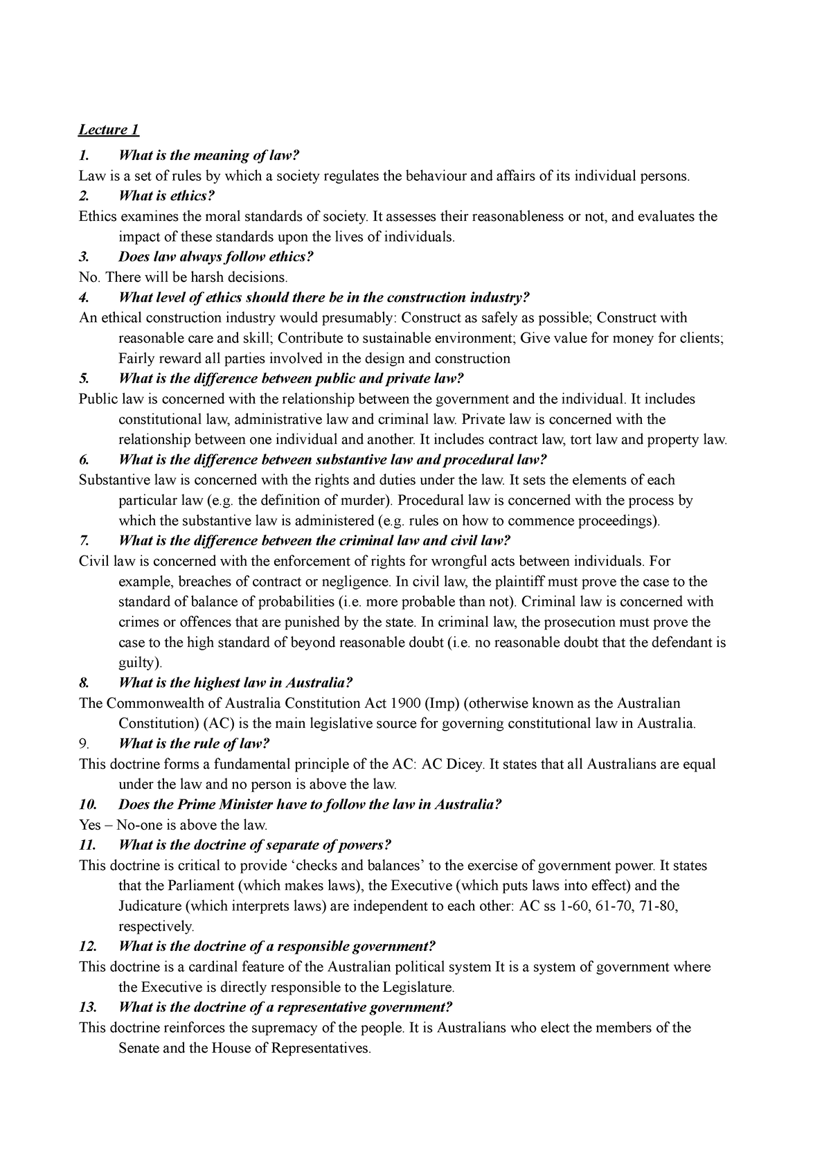 Bele Tutoral Question Asnwers - Lecture 1 What Is The Meaning Of Law 