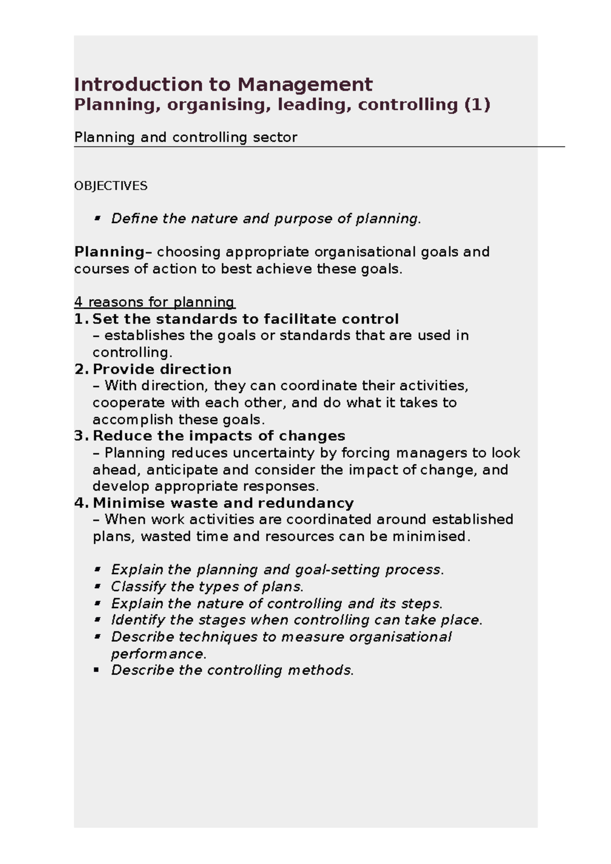 5 Planning And Controlling - Introduction To Management Planning ...