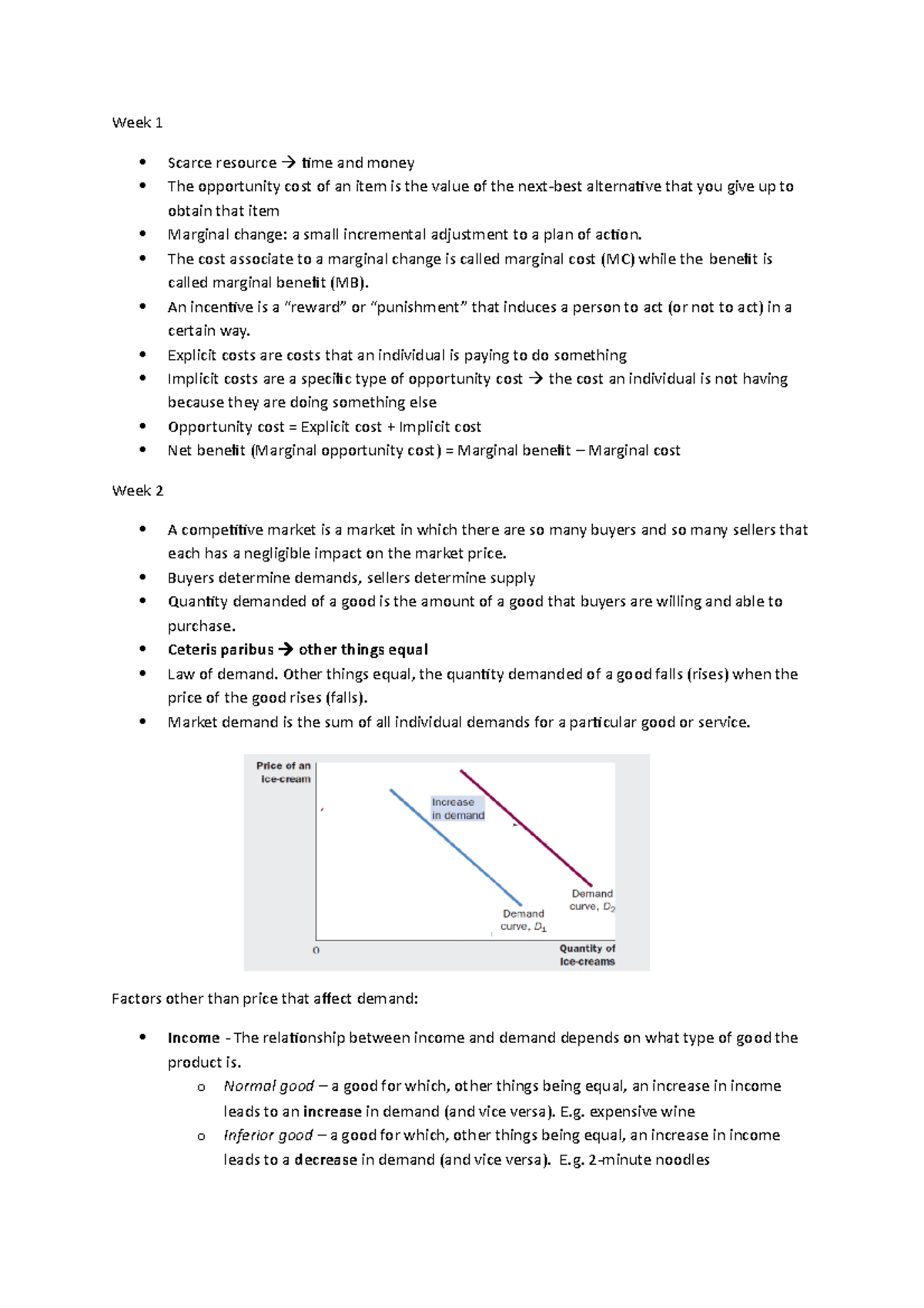 Economics for Business Final Exam Notes - Week 1 Scarce resource time ...