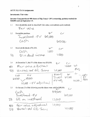 Acct 312 Ch 13 Assignments Solution - ACCT 312 - Southeastern - Studocu