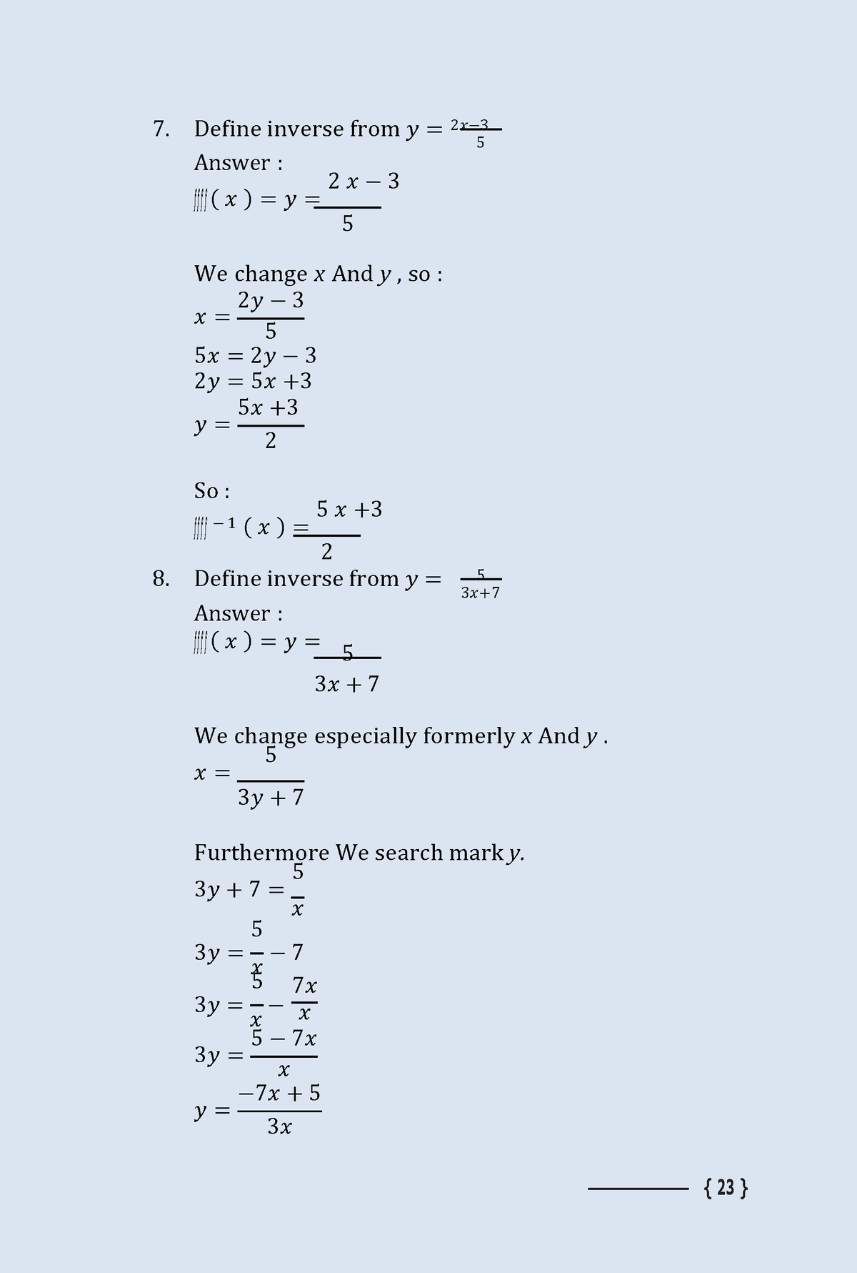 Calculus Math How To Calculate Formulas Basic Formulas 19 { 23 } 5 3 𝑥 Define Inverse From