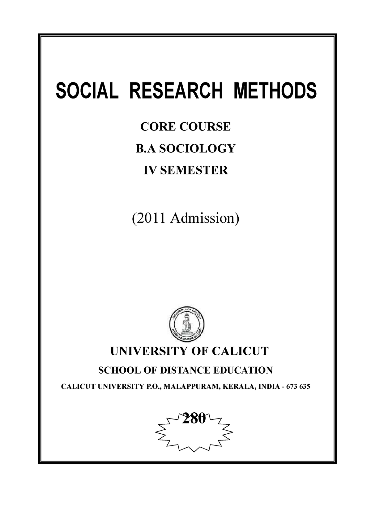 social research methods course outline