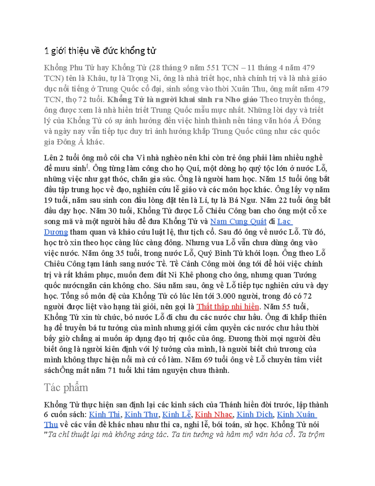 Nho giáo - 1 giới thiệu về đức khổng tử Khổng Phu Tử hay Khổng Tử (28 ...