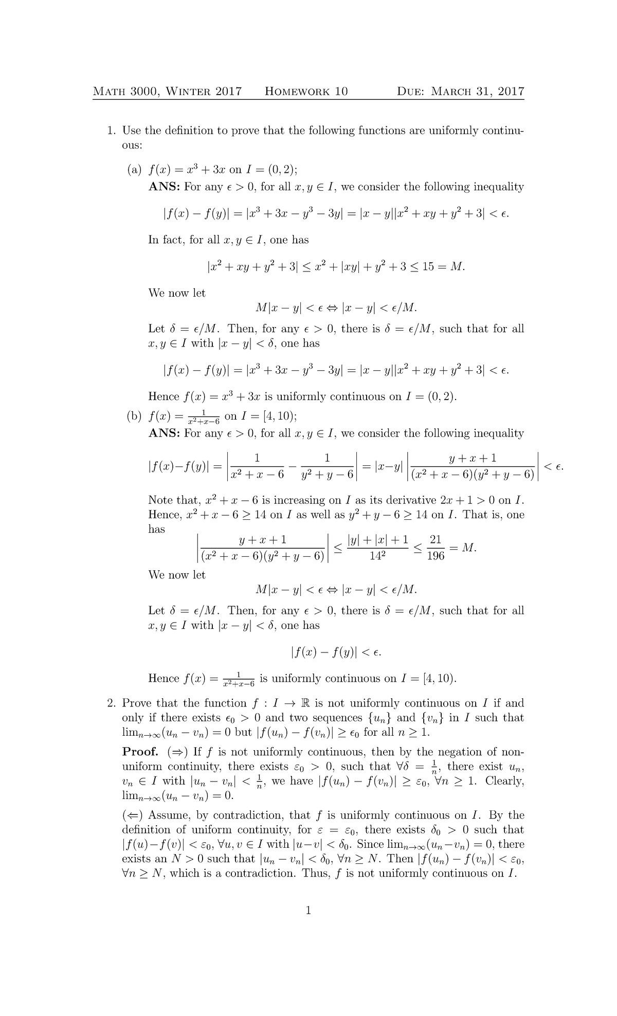 HW 10 solution - due March 31, 2017 - Math 3000, Winter 2017 Homework ...