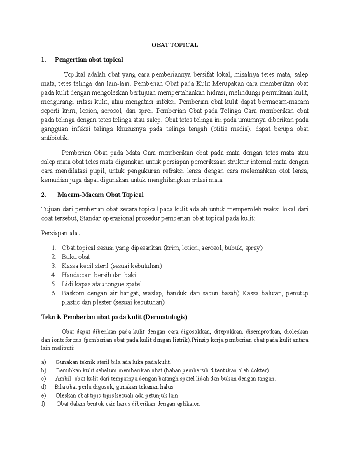 OBAT Topical - Pembelajaran materi dan ringkasan obat topikal - OBAT ...