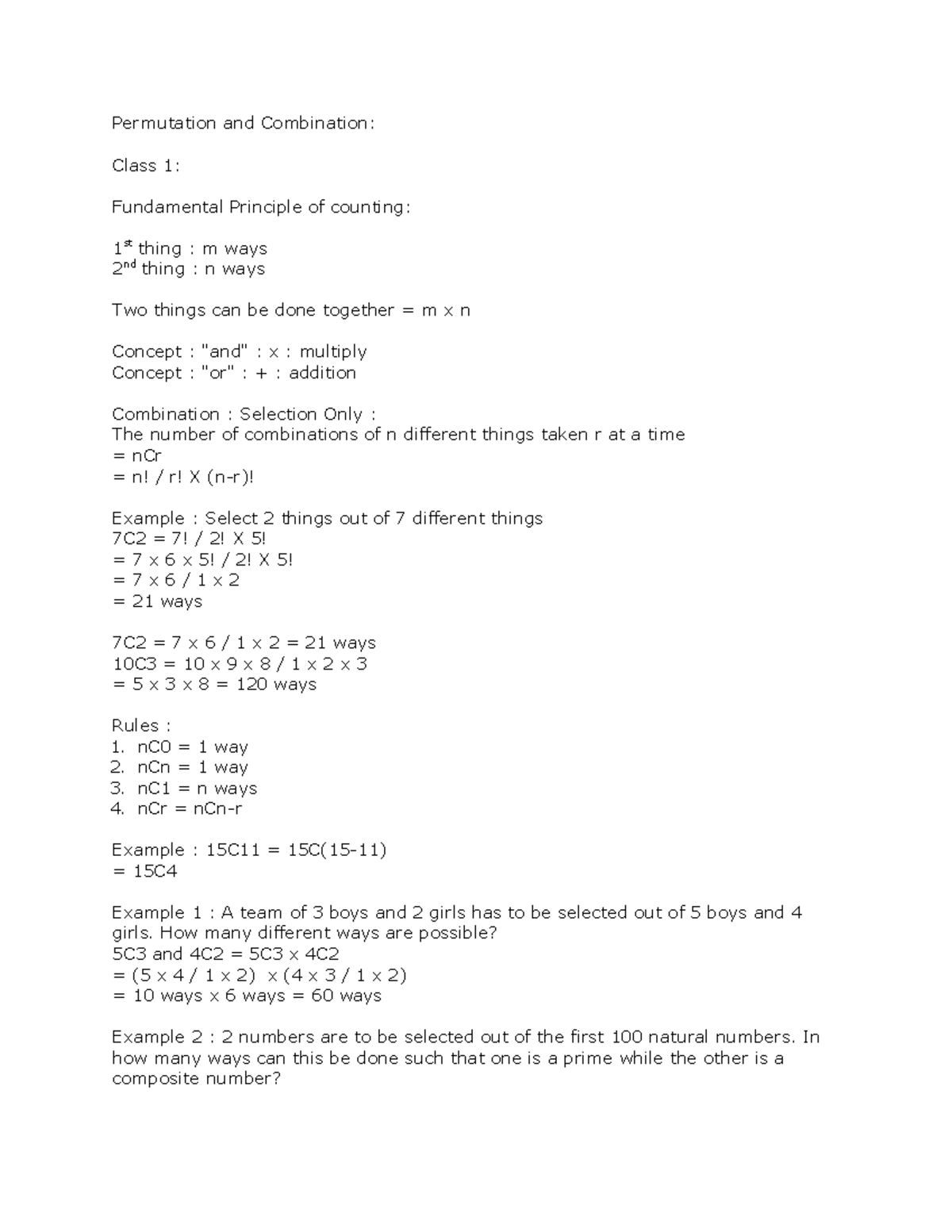 P and C Lecture 1 career skills Permutation and Combination Class