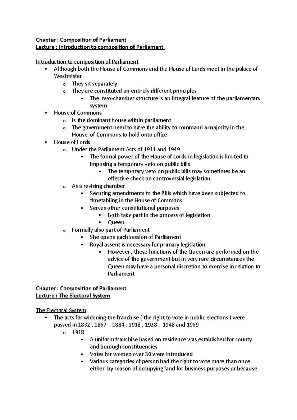 Composition of parliament - Chapter : Composition of Parliament Lecture ...