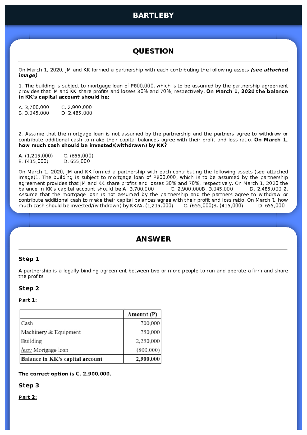 5 6140765337253053806 - BARTLEBY QUESTION On March 1, 2020, JM and KK ...