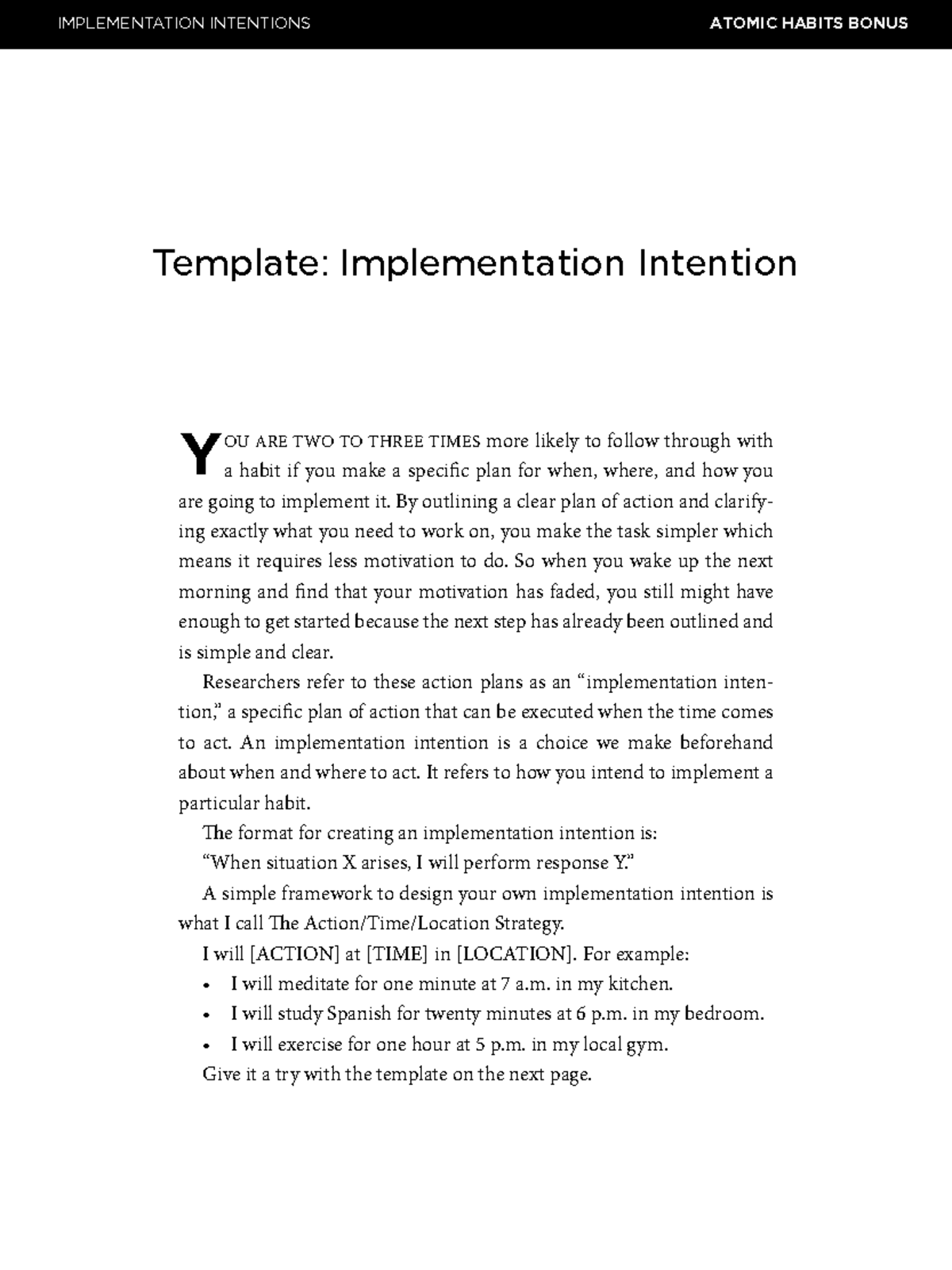 Implementation+Intentions - IMPLEMENTATION INTENTIONS ATOMIC HABITS ...