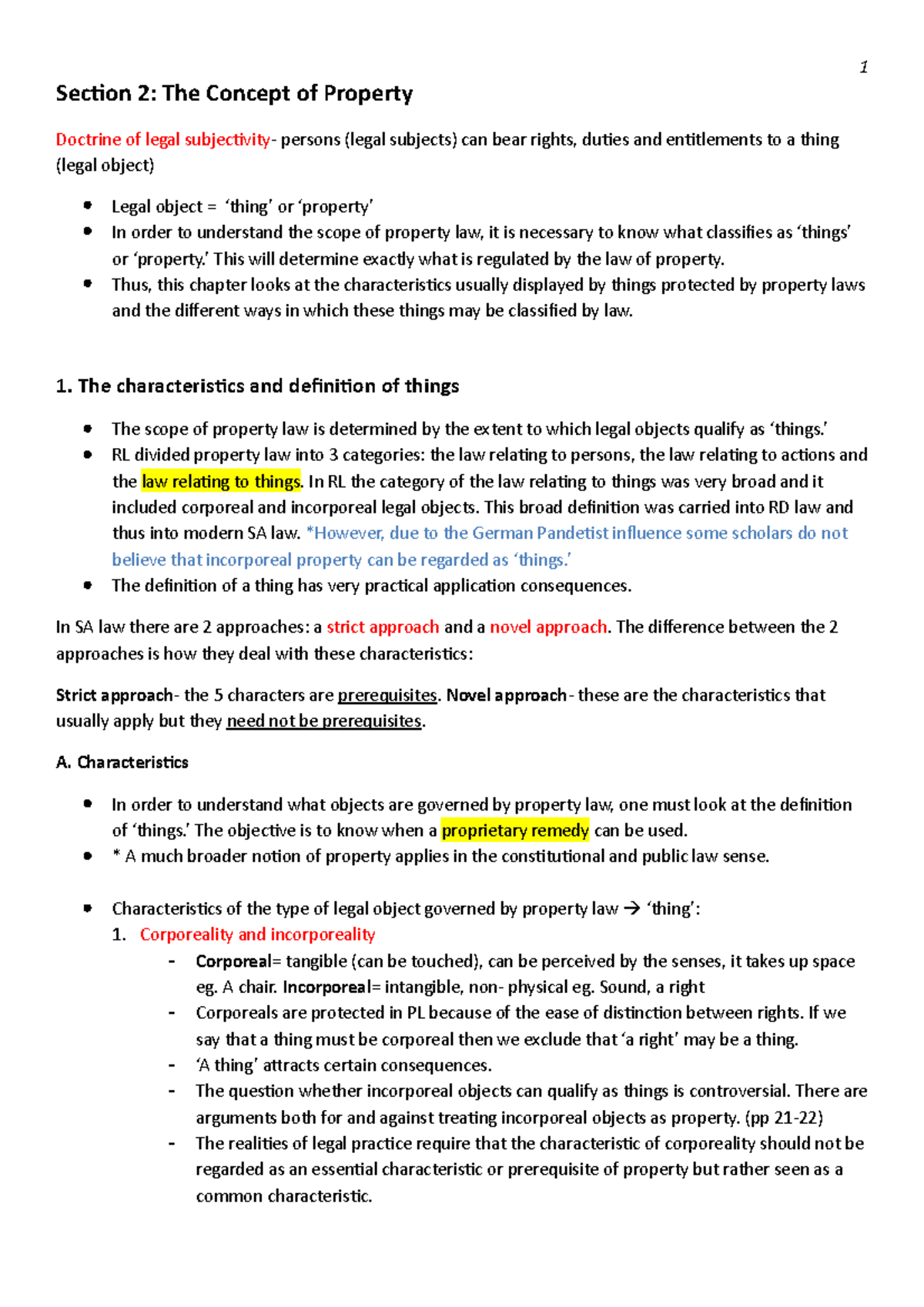 Section 2 Section 2 The Concept of Property Doctrine of legal