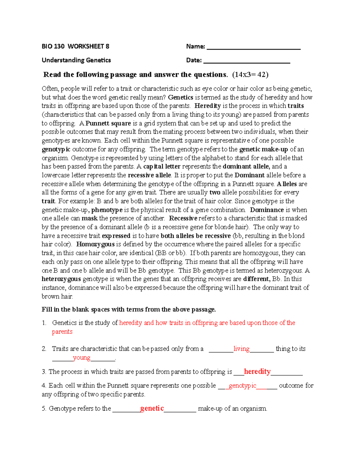 BIO 130 Worksheet 8 2020new - BIO 130 WORKSHEET 8 Name ...