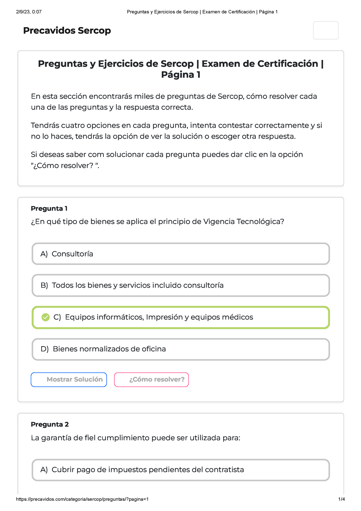 Prueba Sercop PREGUNTAS - Precavidos Sercop Preguntas Y Ejercicios De ...