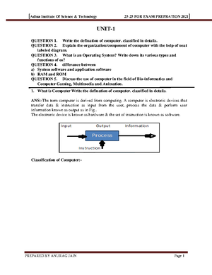 Unit 1 - Basic Computer Engineering - Page no: 1 NOTES UNIT- What is ...