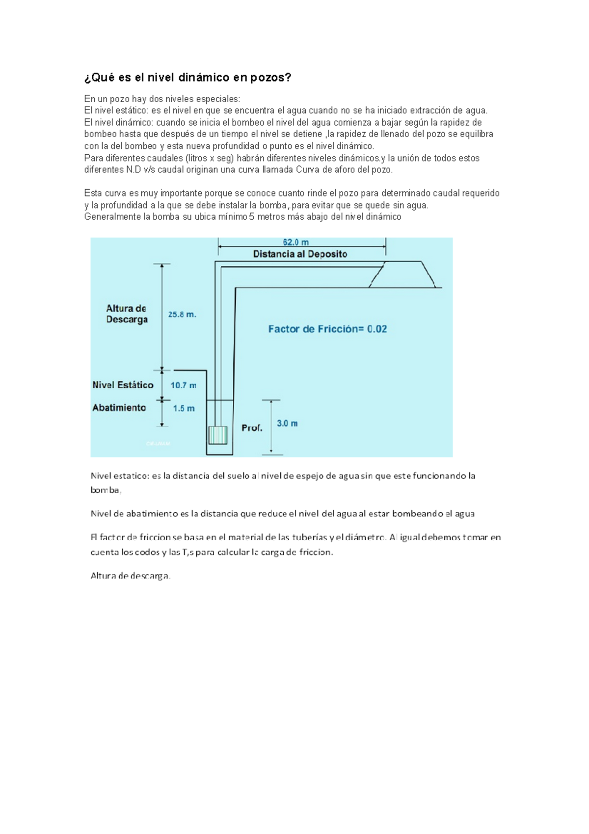 141632010 Que es el nivel dinamico en pozos Qué es el nivel dinámico en pozos En un pozo hay