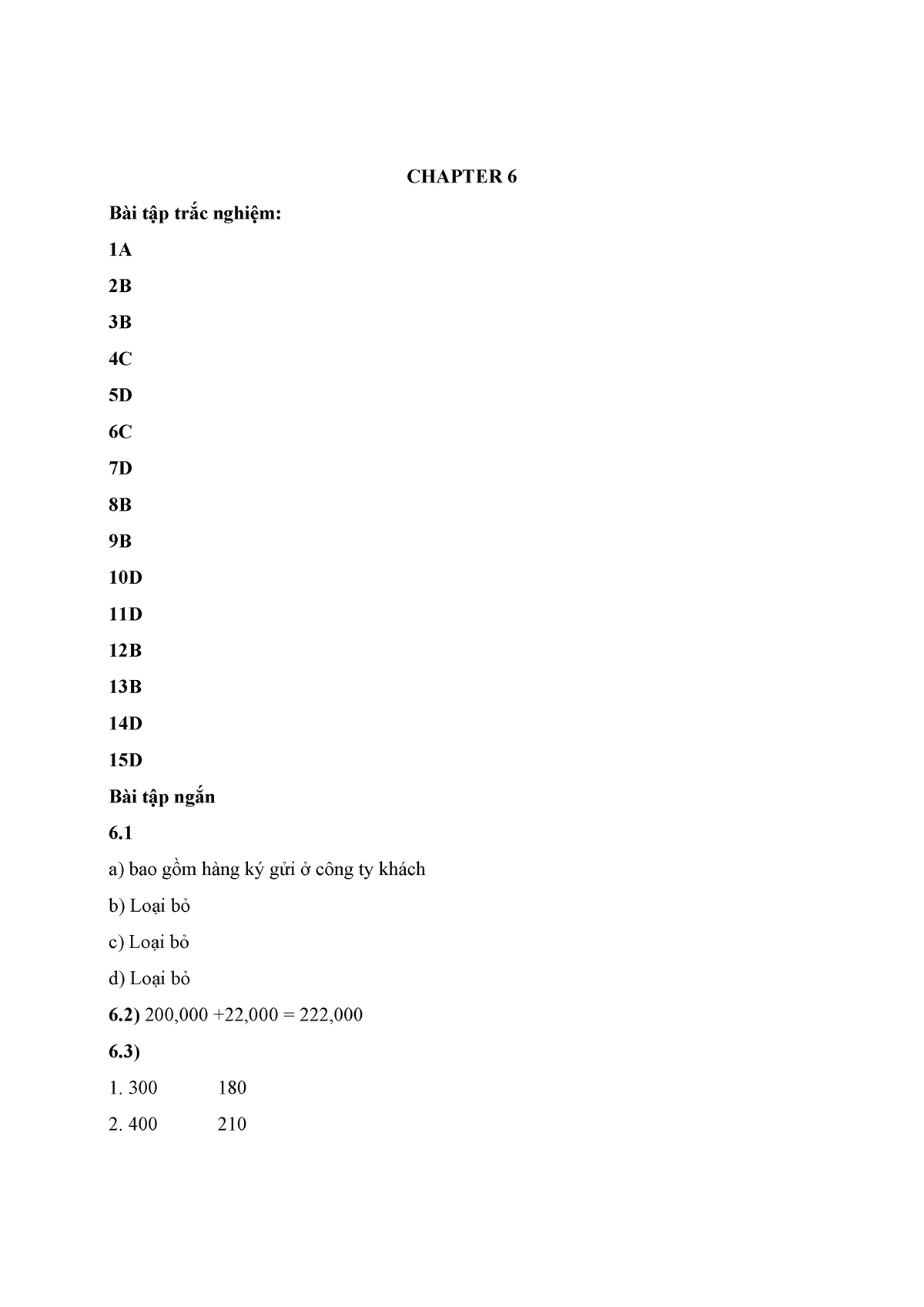 Chapter 6 Lời Giải Nguyên Lý Kế Toán Chapter 6 Bài Tập Trắc Nghiệm