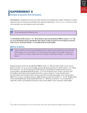 Chemistry Laboratory Report Writing Guide - Chemistry Laboratory Report ...
