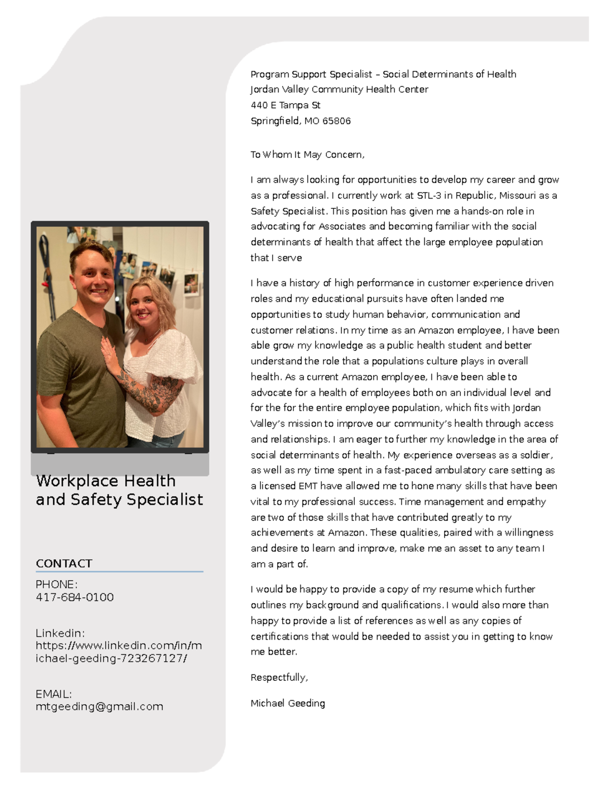 Cover letter project - Program Support Specialist – Social Determinants ...