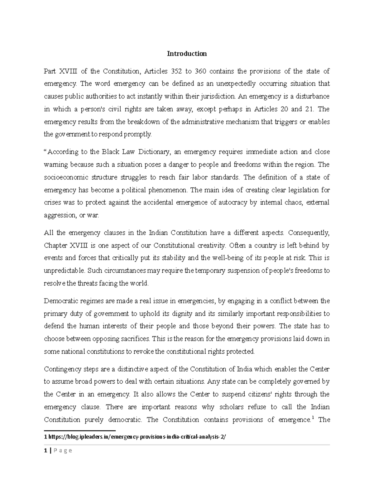 Constitutional Law - II Research Paper Semester -II 2022 - Introduction  Part XVIII of the - StuDocu