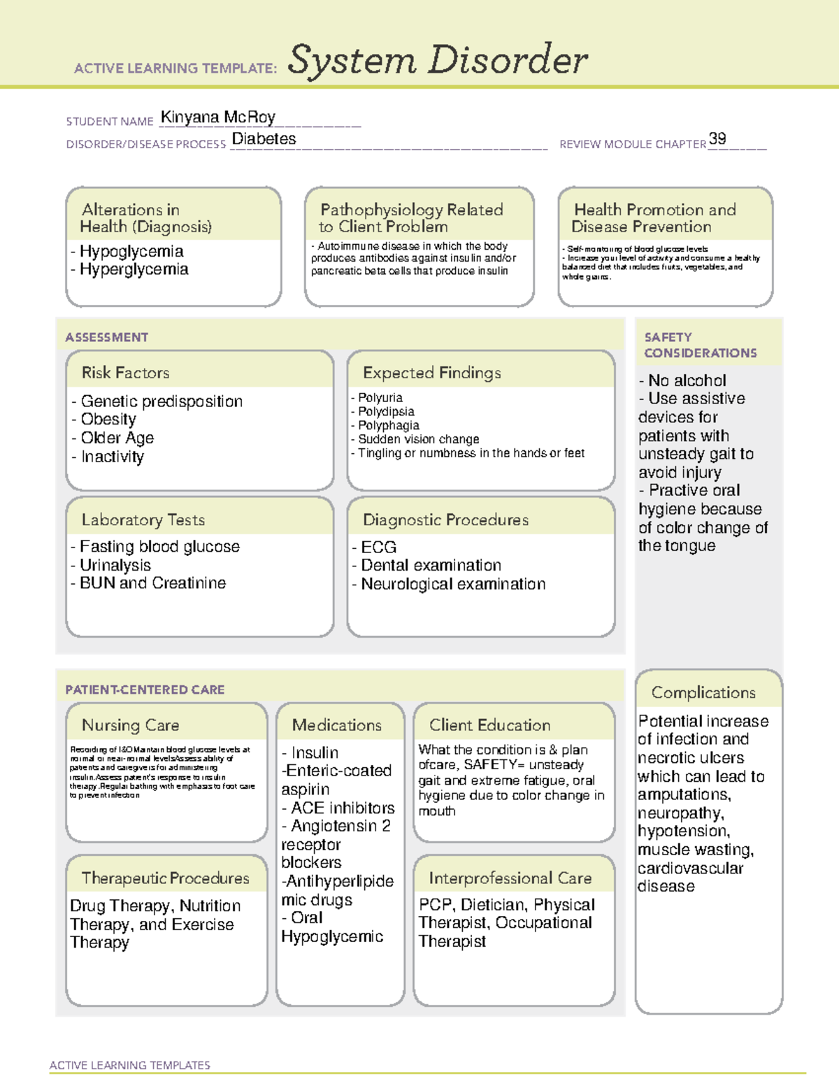 Temp 5 - n.a - ACTIVE LEARNING TEMPLATES System Disorder STUDENT NAME ...